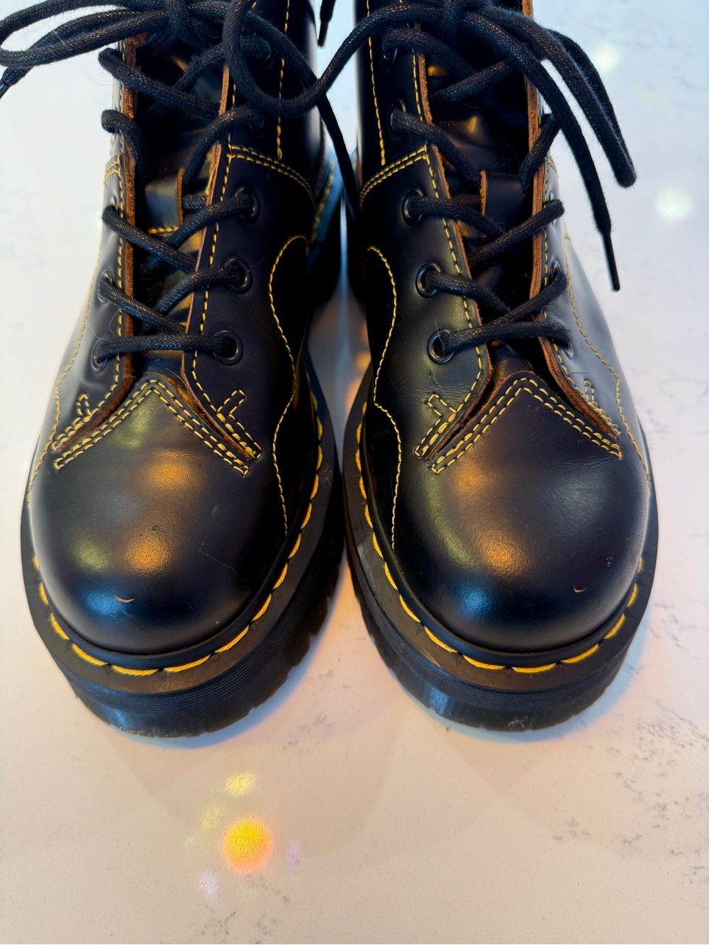 dr. doc martens church platform monkey boots women’s 8 black quad - Picture 6 of 10